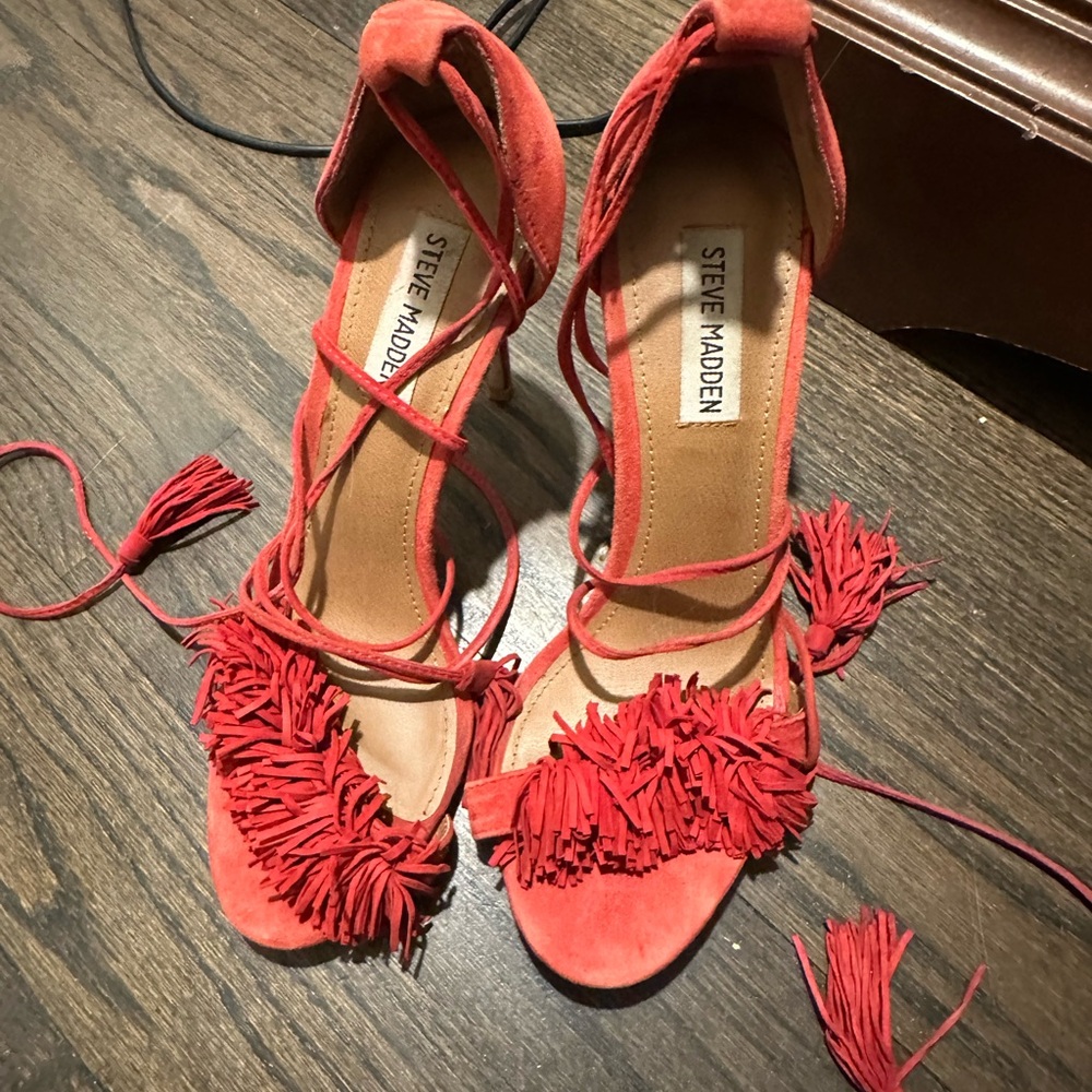 Steve Madden Red Fringe Heels